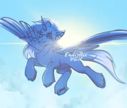 Size: 2800x2400 | Tagged: safe, artist:enderbee, derpibooru import, oc, alicorn, pegasus, pony, auction, auction open, commission, flying, full body, image, pegasus oc, png, sky, smiling, solo, sun, wings, ych sketch, your character here