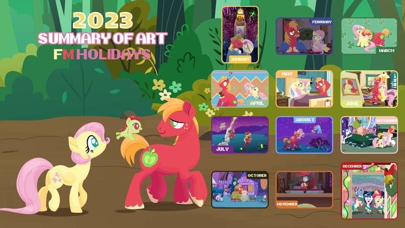 Size: 3840x2160 | Tagged: safe, anonymous artist, derpibooru import, angel bunny, apple bloom, big macintosh, bright mac, fluttershy, rainbow dash, rarity, toe-tapper, torch song, twilight sparkle, twilight sparkle (alicorn), winona, oc, oc:late riser, alicorn, dog, earth pony, pegasus, pony, rabbit, sloth, unicorn, series:fm holidays, series:hearth's warming advent calendar 2023, 4k, 4th of july, abstract background, advent calendar, alternate hairstyle, animal, animal costume, annoyed, art summary, baby, baby pony, bags under eyes, bald tail, bed, bedroom, bedroom eyes, big mac (burger), biting, blushing, boots, bowtie, burger, burger costume, burned, burned butt, candy, cap, caroling, carousel boutique, caught, chest fluff, chocolate, chocolate bunny, christmas, christmas lights, christmas wreath, cloak, clothes, colt, colt big macintosh, confetti, confused, costume, covered eyes, covering ears, crowd, crying, cute, cutie mark clothing, doctor frankenstein, doorway, dorothy gale, drool, duo, easter, eating, eyes closed, facial hair, family, father and child, father and son, father's day, faux pas, feather fingers, female, filly, fireworks, five o'clock shadow, floppy ears, fluttermac, fluttershy's bedroom, fluttershy's cottage, fluttertree, flying, foal, food, food costume, forest, frog (hoof), frown, fuse, g4, glow, glowing horn, grin, gritted teeth, halloween, halloween costume, hamburger, happy easter, happy new year, happy new year 2023, hat, headband, heart, hearts and hooves day, high res, holding a pony, holding each other, holiday, holly, hoof around neck, hoof hold, hoof on chest, hoof on shoulder, horn, hospital, hospital bed, hospital gown, image, imminent sex, imminent vore, jacket, jumpsuit, kiss on the lips, kissing, lab coat, labor day, levitation, lineless, liquid pride, lollipop, looking at each other, looking at someone, looking at you, looking back, looking back at you, lying down, macabetes, magic, male, manehattan, mare, messy mane, moments before disaster, mother's day, moustache, mouth hold, namesake, nature, neck biting, new year, newborn, night, nightgown, nightmare night costume, no pupils, nose wrinkle, oat burger, oats, oblivious, offscreen character, offspring, on back, on bed, one eye closed, open clothes, open mouth, open smile, outstretched hoof, panic, parent:big macintosh, parent:fluttershy, parents:fluttermac, photo, photo album, pilgrim hat, pinch, png, pointy ponies, ponytones, ponytones outfit, pov, puffy cheeks, pulling, pumpkin bucket, pun, question mark, rarity is a marshmallow, rearing, rocket, roleplaying, running, saint patrick's day, santa hat, scarf, sealab 2021, shamrock, shipping, shoes, short mane, shrunken pupils, shyabetes, singing, sitting, sleeping, sleepy, smiling, smoke, sniffing, snout, snow, snowfall, spread wings, stallion, standing on two hooves, straight, summary, swaddled, sweat, sweatdrop, sweater, tears of joy, teeth, telekinesis, text, thanksgiving, that pony sure does love burgers, the wizard of oz, tongue out, tree, tree costume, tree stump, turkey costume, turned head, turtleneck, twilight burgkle, underhoof, undressing, valentine's day, visual pun, wall of tags, wavy mouth, wing hands, wings, wreath, younger