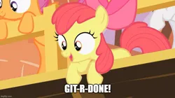 Size: 888x499 | Tagged: safe, derpibooru import, screencap, apple bloom, scootaloo, sweetie belle, the show stoppers, caption, cutie mark crusaders, g4, image, imgflip, jpeg, larry the cable guy, text