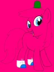 Size: 1092x1445 | Tagged: safe, artist:jazzthetwilightgaia, artist:spitfirethepegasusfan39, ponerpics import, ponified, earth pony, pony, adult blank flank, base used, blank flank, clothes, hat, image, male, mr. chatterbox, mr. men, mr. men little miss, pink background, png, shoes, simple background, smiling, sneakers, solo, stallion, talking