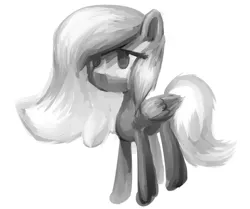 Size: 674x564 | Tagged: safe, artist:kruvvv, derpibooru import, pegasus, pony, black and white, folded wings, grayscale, image, lidded eyes, monochrome, no mouth, png, random pony, render, sad eyes, simple background, solo, standing, white background, wings
