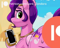 Size: 2048x1638 | Tagged: suggestive, artist:zendora, pipp petals, pegasus, pony, g5, advertisement, beach, censored, clothes, cutie mark, female, hoof hold, image, jewelry, large butt, looking back, mare, mobile phone, necklace, open mouth, patreon, patreon censored, patreon logo, phone, pipp butt, png, sky, smartphone, solo, sweat, sweaty butt, tail, the ass was fat, wings