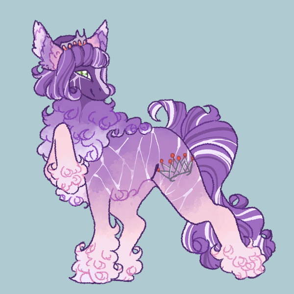 Size: 1500x1500 | Tagged: safe, artist:ghostunes, derpibooru import, diamond tiara, earth pony, pony, alternate design, alternate universe, belly fluff, blaze (coat marking), chest fluff, coat markings, curly hair, curly mane, cute, design, ear fluff, facial markings, female, g4, gradient, gradient body, gradient hooves, happy, hoof fluff, image, jewelry, leg fluff, looking at you, mare, multicolored mane, multicolored tail, png, raised hoof, redesign, regalia, simple background, smiling, smiling at you, solo, tail, teal background, tiara, twitterina design, unshorn fetlocks, wavy hair