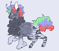 Size: 1448x1255 | Tagged: safe, artist:ghostunes, derpibooru import, rainbow dash, pegasus, pony, antenna, blaze (coat marking), blue background, chest fluff, cloud, coat markings, curly hair, cute, facial markings, happy, hoof fluff, image, looking at you, multicolored hair, multicolored mane, multicolored tail, open mouth, paws, png, poofy hair, poofy mane, simple background, smiling, smiling at you, socks (coat marking), spread wings, stormcloud, tail, wings