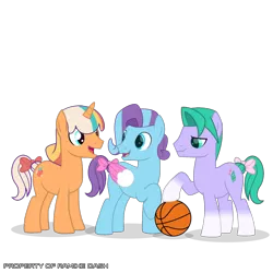 Size: 3600x3600 | Tagged: safe, artist:ramixe dash, derpibooru import, earth pony, pegasus, pony, unicorn, g5, basketball, g4, g5 to g4, generation leap, glory (g5), group, growing up, image, male, older, peach fizz, pippsqueak trio, png, rule 63, seashell (g5), sports, stallion