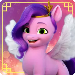 Size: 1000x1000 | Tagged: safe, derpibooru import, official, pipp petals, pegasus, g5, my little pony: a new generation, avatar, chinese text, image, looking at you, moon runes, png, profile picture, smiling, smiling at you