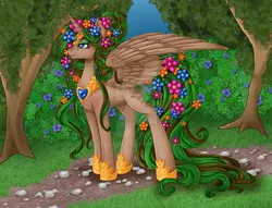 Size: 900x687 | Tagged: safe, artist:couratiel, derpibooru import, oc, oc:natura, unofficial characters only, alicorn, pony, deviantart watermark, female, image, large wings, mare, obtrusive watermark, png, solo, spread wings, watermark, wings