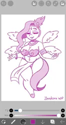 Size: 720x1364 | Tagged: safe, artist:zendora, pipp, pipp petals, anthro, pegasus, unguligrade anthro, g5, adipipp, adorapipp, chubby, cute, eyes closed, fat, female, four wings, goddess, image, jewelry, jewelry only, mare, multiple wings, pipp is short, png, shortstack, sketch, spread wings, wings, wip