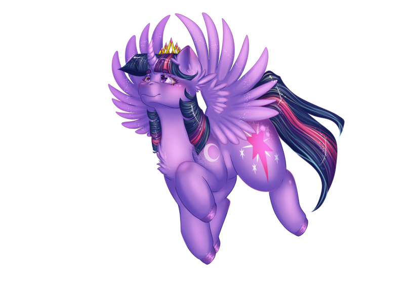 Size: 2283x1614 | Tagged: safe, artist:octaytheartist, derpibooru import, twilight sparkle, twilight sparkle (alicorn), alicorn, pony, female, flying, g4, image, mare, new crown, png, simple background, solo, spread wings, transparent background, wings