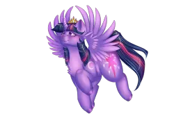 Size: 2283x1614 | Tagged: safe, artist:octaytheartist, derpibooru import, twilight sparkle, twilight sparkle (alicorn), alicorn, pony, female, flying, g4, image, mare, new crown, png, simple background, solo, spread wings, transparent background, wings