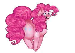 Size: 2283x1614 | Tagged: safe, artist:octaytheartist, derpibooru import, pinkie pie, earth pony, pony, beanbrows, chest fluff, ear fluff, eyebrows, female, image, mare, open mouth, open smile, png, pronking, simple background, smiling, solo, transparent background