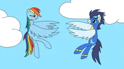 Size: 1283x720 | Tagged: safe, artist:dasher666, artist:wraithii, derpibooru import, edit, rainbow dash, soarin', pegasus, pony, female, image, male, mare, png, shipping, soarindash, stallion, straight