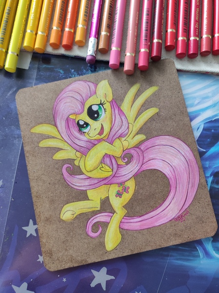 Size: 3472x4640 | Tagged: safe, artist:wolfinka84, derpibooru import, fluttershy, pegasus, pony, cute, female, image, jpeg, mare, open mouth, open smile, shyabetes, smiling, solo, traditional art