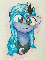 Size: 3024x4032 | Tagged: safe, artist:papersurgery, derpibooru import, princess luna, alicorn, pony, image, jpeg, solo, traditional art, watercolor painting