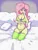 Size: 3673x4862 | Tagged: suggestive, alternate version, artist:toxinagraphica, derpibooru import, fluttershy, human, equestria girls, bedroom, belly button, big breasts, bikini, breasts, clothes, cute, female, holiday, huge breasts, image, png, sexy, sitting, socks, solo, swimsuit, valentine, valentine's day