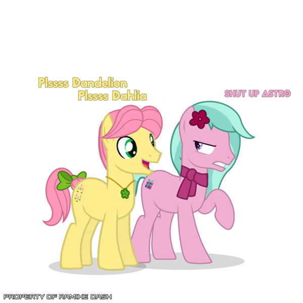 Size: 3600x3600 | Tagged: safe, artist:ramixe dash, derpibooru import, posey (g5), earth pony, pony, series:make your tale, g5, angry face, dahlia, g4, g5 to g4, generation leap, image, male, peony blossom, png, rule 63, simple background, stallion, subtitles, transparent background