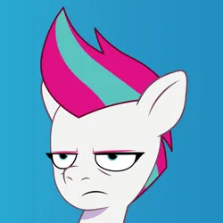 Size: 900x900 | Tagged: safe, artist:prixy05, derpibooru import, zipp storm, pegasus, pony, g5, my little pony: tell your tale, blue background, bust, female, image, mare, png, portrait, simple background, solo, unamused, zipp storm is not amused
