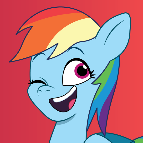 Size: 900x900 | Tagged: safe, artist:prixy05, derpibooru import, rainbow dash, pegasus, pony, g5, my little pony: tell your tale, bust, female, g4, g4 to g5, generation leap, image, mare, one eye closed, png, portrait, red background, simple background, solo, wink