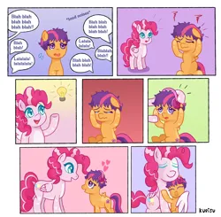 Size: 4500x4406 | Tagged: safe, artist:kurisumuffins, derpibooru import, pinkie pie, scootaloo, pegasus, pony, g3, adopted offspring, alternate design, alternate universe, autism, autistic scootaloo, blue background, comforting, comic, crying, cute, eyes closed, fancomic, female, filly, foal, g4, heart, heart eyes, hug, image, lavender background, mother and child, mother and daughter, neurodivergent, parent:pinkie pie, pink background, png, red background, simple background, wingding eyes