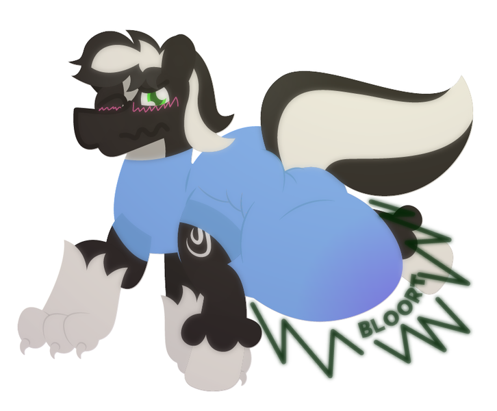 Size: 875x723 | Tagged: questionable, artist:epsipepnsfw, derpibooru import, oc, oc:zenawa skunkpony, earth pony, hybrid, pony, skunk, skunk pony, blushing, claws, commission, diaper, diaper bulge, diaper fetish, earth pony oc, fart, fart noise, fetish, hybrid oc, image, male, messy diaper, non-baby in diaper, one eye closed, onesie, onomatopoeia, paws, png, poop, pooping, pooping in diaper, raised leg, raised tail, scrunchy face, simple background, solo, solo male, sound effects, stallion, tail, unshorn fetlocks, used diaper, white background