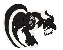 Size: 2500x2000 | Tagged: safe, artist:euspuche, derpibooru import, oc, oc:zenawa skunkpony, earth pony, hybrid, pony, skunk, skunk pony, animated, bent over, bipedal, butt, butt shake, claws, earth pony oc, featureless crotch, gif, hybrid oc, image, male, paws, seductive, seductive look, seductive pose, sexy, simple background, solo, solo male, stallion, sultry pose, tail, transparent background, twerking, unshorn fetlocks
