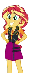 Size: 834x2000 | Tagged: safe, artist:cutler1228, derpibooru import, edit, edited screencap, screencap, sunset shimmer, human, equestria girls, clothes, female, g4, geode of empathy, hand on hip, image, magical geodes, not a vector, png, smiling, solo