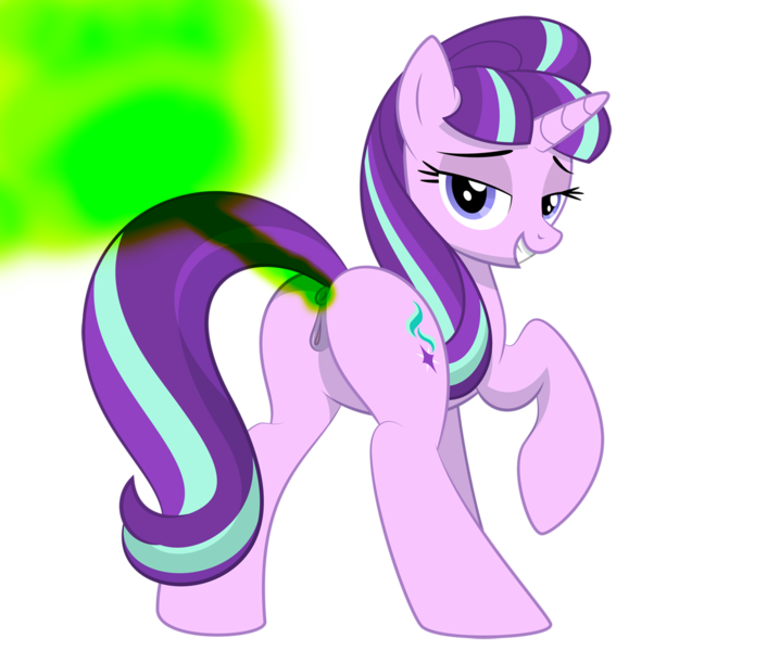 Size: 706x600 | Tagged: suggestive, derpibooru import, starlight glimmer, pony, unicorn, anatomically correct, anus, bedroom eyes, butt, fart, fart cloud, fart fetish, female, fetish, g4, glimmer glutes, image, looking at you, mare, nudity, plot, png, ponut, presenting, raised hoof, reasonably sized genitals, s5 starlight, seductive, seductive look, sexy, simple background, solo, solo female, transparent background, vulva