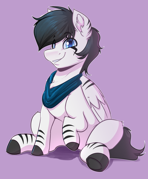 Size: 2632x3192 | Tagged: safe, artist:witchtaunter, derpibooru import, pegasus, pony, zebra, clothes, commission, image, male, png, scarf, sitting, stallion