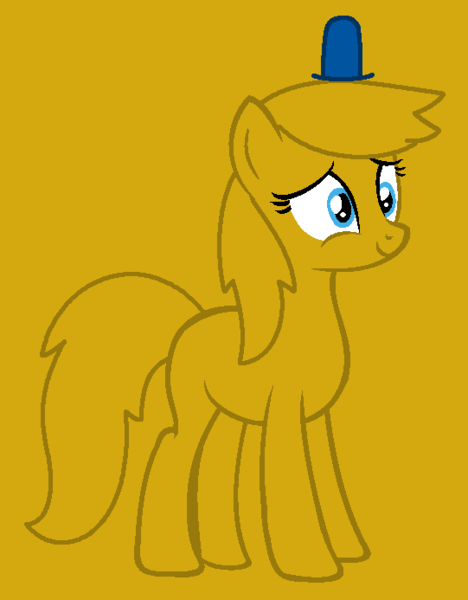 Size: 541x693 | Tagged: safe, artist:sky-winds, artist:spitfirethepegasusfan39, ponerpics import, ponified, earth pony, pony, adult blank flank, base used, blank flank, clothes, gold background, hat, image, male, mr. dizzy, mr. men, mr. men little miss, png, simple background, smiling, solo, stallion