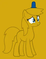 Size: 541x693 | Tagged: safe, artist:sky-winds, artist:spitfirethepegasusfan39, ponerpics import, ponified, earth pony, pony, adult blank flank, base used, blank flank, clothes, gold background, hat, image, male, mr. dizzy, mr. men, mr. men little miss, png, simple background, smiling, solo, stallion