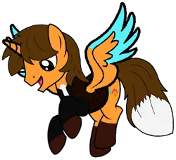 Size: 546x499 | Tagged: safe, artist:noi kincade, derpibooru import, oc, oc:ej, unofficial characters only, alicorn, pony, flying, fox tail, g4, image, male, png, simple background, solo, tail, transparent background