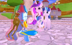 Size: 1920x1200 | Tagged: safe, artist:puzzlshield2, derpibooru import, princess cadance, princess flurry heart, shining armor, oc, oc:puzzle shield, alicorn, pony, unicorn, 3d, baby flurry heart, female, foal, heartwarming, image, jim henson, kermit the frog, magic, male, mare, mmd, plushie, png, slice of life, stallion, story in the source, story included, super mario bros., super mario galaxy, the muppets, tribute