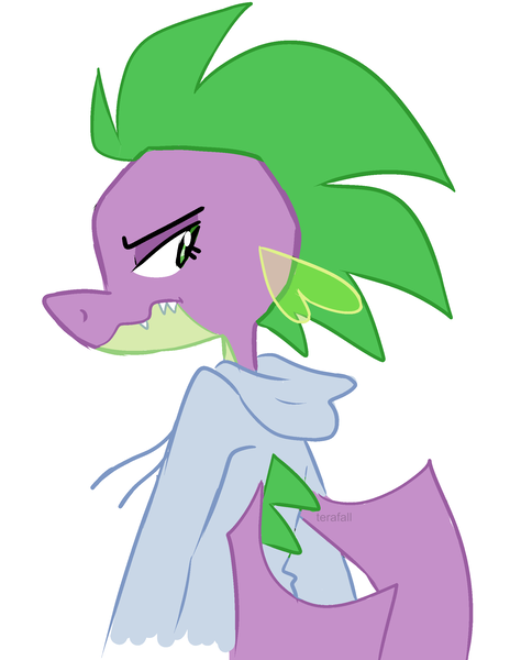 Size: 2000x2480 | Tagged: safe, artist:indivirtual_, derpibooru import, spike, dragon, clothes, g4, hoodie, image, png, simple background, solo, spike is not amused, unamused, white background, wings