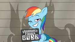 Size: 2400x1350 | Tagged: safe, artist:prixy05, derpibooru import, rainbow dash, pegasus, pony, g5, my little pony: tell your tale, female, g4, g4 to g5, generation leap, image, mare, mugshot, png, solo, the game is ahoof