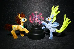 Size: 1600x1068 | Tagged: safe, alternate version, artist:malte279, derpibooru import, part of a set, derpy hooves, doctor whooves, time turner, chenille, chenille stems, chenille wire, craft, g4, image, jpeg, pipe cleaner sculpture, pipe cleaners, plasma ball