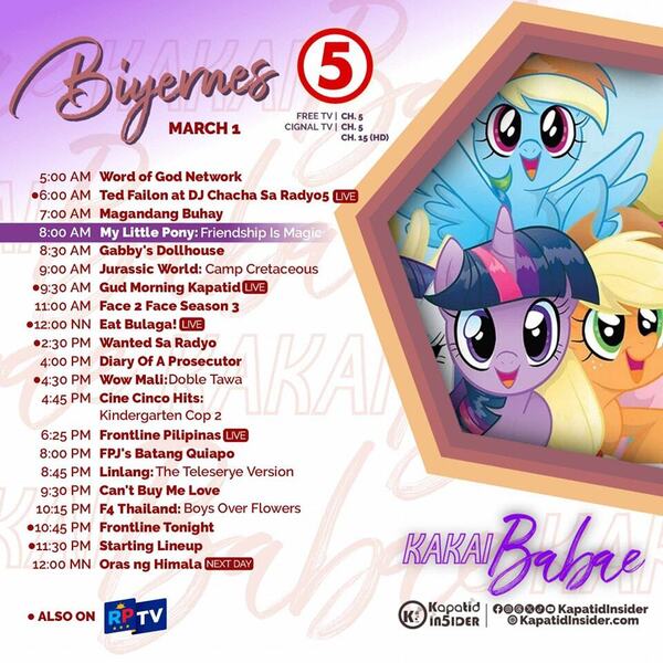 Size: 960x960 | Tagged: safe, derpibooru import, applejack, fluttershy, rainbow dash, rarity, twilight sparkle, earth pony, pegasus, pony, unicorn, eat bulaga, female, horn, image, jpeg, kapatid insider, mare, offscreen character, philippines, rptv, tv5, unicorn twilight