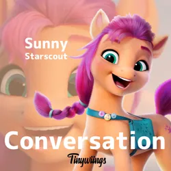 Size: 1280x1280 | Tagged: safe, artist:edy_january, derpibooru import, edit, edited screencap, screencap, sunny starscout, earth pony, g5, my little pony: a new generation, album, album cover, album parody, conversation (song), fluttershy's cutie mark, image, music, png, rainbow dash's cutie mark, rapper, reference, solo, song, tinywiings, twilight's cutie mark, vulgar description, youtube