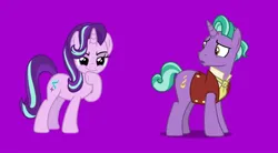 Size: 1080x598 | Tagged: safe, screencap, firelight, starlight glimmer, pony, unicorn, series:mlp animation's short films, series:the special game, duo, image, jpeg, thinking