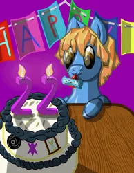 Size: 700x900 | Tagged: safe, artist:lukasz, derpibooru import, oc, earth pony, pony, birthday, cake, food, happy, image, png