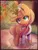 Size: 2050x2716 | Tagged: safe, artist:miryelis, derpibooru import, applejack, earth pony, pony, big ears, clothes, cute, full body, g4, ground, handkerchief, hat, image, jackabetes, leaves, png, smiling, solo, text