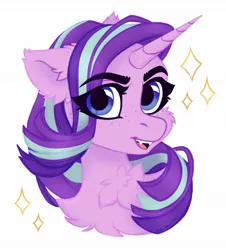 Size: 1686x1864 | Tagged: safe, artist:pink-pone, artist:vird-gi, derpibooru import, starlight glimmer, pony, bust, chest fluff, image, jpeg, portrait, simple background, solo, white background