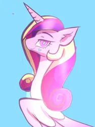 Size: 768x1024 | Tagged: safe, artist:peanutfrogy, derpibooru import, princess cadance, alicorn, pony, bedroom eyes, cute, cutedance, eyebrows, facial markings, heart, image, looking at you, looking back, png, simple background