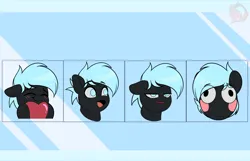 Size: 3600x2324 | Tagged: safe, artist:joaothejohn, derpibooru import, oc, oc:midnight lancer, pegasus, pony, blushing, bruh, commission, cute, emoji, emotes, expressions, heart, image, lidded eyes, open mouth, pegasus oc, png, poggers, shy, simple background, smiling, solo, text, wings, your character here