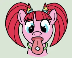 Size: 391x315 | Tagged: suggestive, artist:cutehorseprions, derpibooru import, pacific glow, earth pony, pony, drug use, drugs, female, g4, green background, image, mare, pigtails, png, simple background, solo, tongue out, twintails