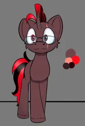 Size: 554x822 | Tagged: safe, artist:cotarsis, derpibooru import, oc, oc:redfire, pony, unicorn, gray background, horn, image, looking at you, png, simple background, sketch, solo