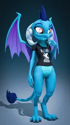 Size: 1080x1920 | Tagged: safe, artist:sfmaniaceq, derpibooru import, princess ember, dragon, 3d, bottomless, clothes, derpibooru exclusive, gradient background, image, partial nudity, png, shirt, solo, source filmmaker