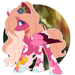 Size: 1000x1000 | Tagged: safe, artist:kaenashepard, derpibooru import, oc, unofficial characters only, pegasus, pony, base used, bracelet, coat markings, colored wings, colored wingtips, crack ship offspring, female, flower, flower in hair, freckles, hair over one eye, image, jewelry, mare, necklace, offspring, parent:big macintosh, parent:somnambula, pegasus oc, png, simple background, solo, transparent background, unshorn fetlocks, wings