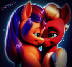 Size: 851x789 | Tagged: safe, artist:truesprout, derpibooru import, sprout cloverleaf, sunny starscout, earth pony, pony, g5, bedroom eyes, braid, cute, duo, female, image, looking at each other, looking at someone, love, male, mare, png, romance, romantic, shipping, simple background, smiling, smiling at each other, stallion, straight, sunnysprout