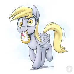 Size: 3070x3070 | Tagged: safe, artist:mysticalpha, derpibooru import, derpy hooves, pony, clock, image, mouth hold, png, simple background, solo, white background