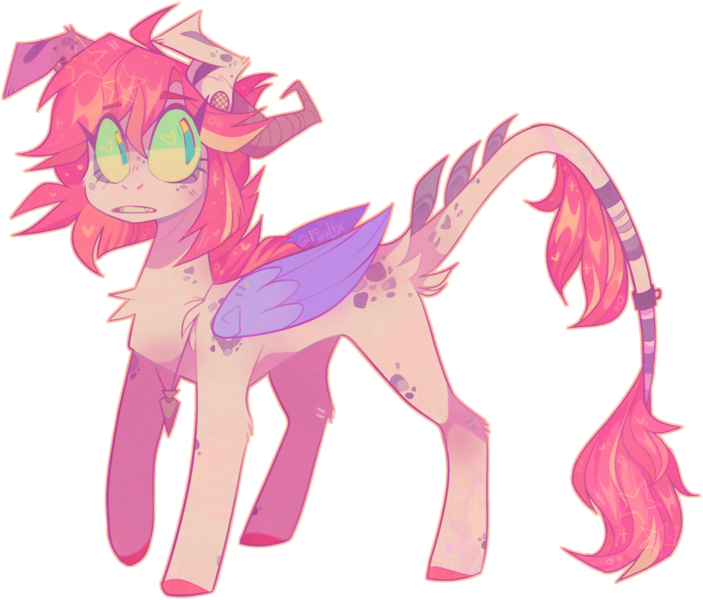 Size: 1974x1684 | Tagged: safe, artist:faultx, derpibooru import, oc, oc:faultx, pegasus, pony, colored wings, female, horns, image, mare, png, simple background, solo, transparent background, wings